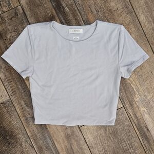 Babaton Aritzia Cropped Baby Tee - Light Gray - Size Small